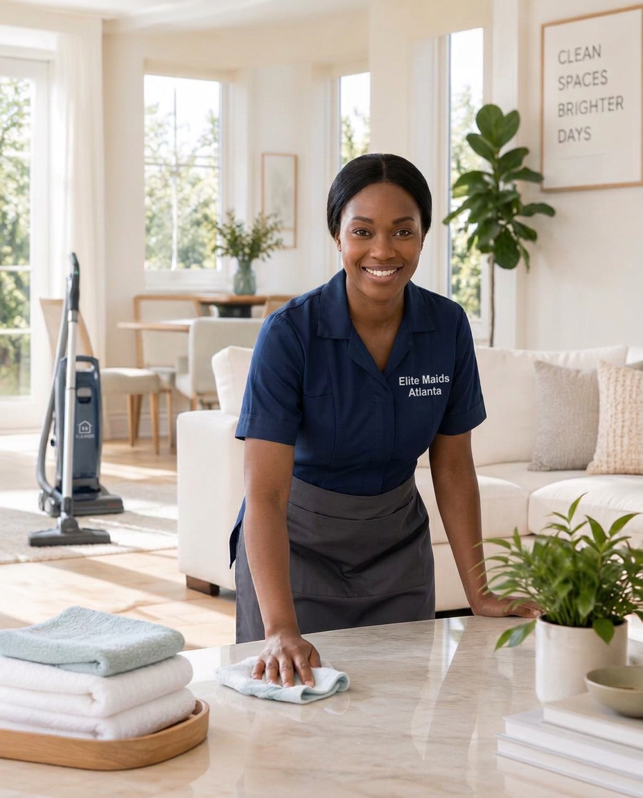 Elite Maids Atlanta cleaner in a bright home