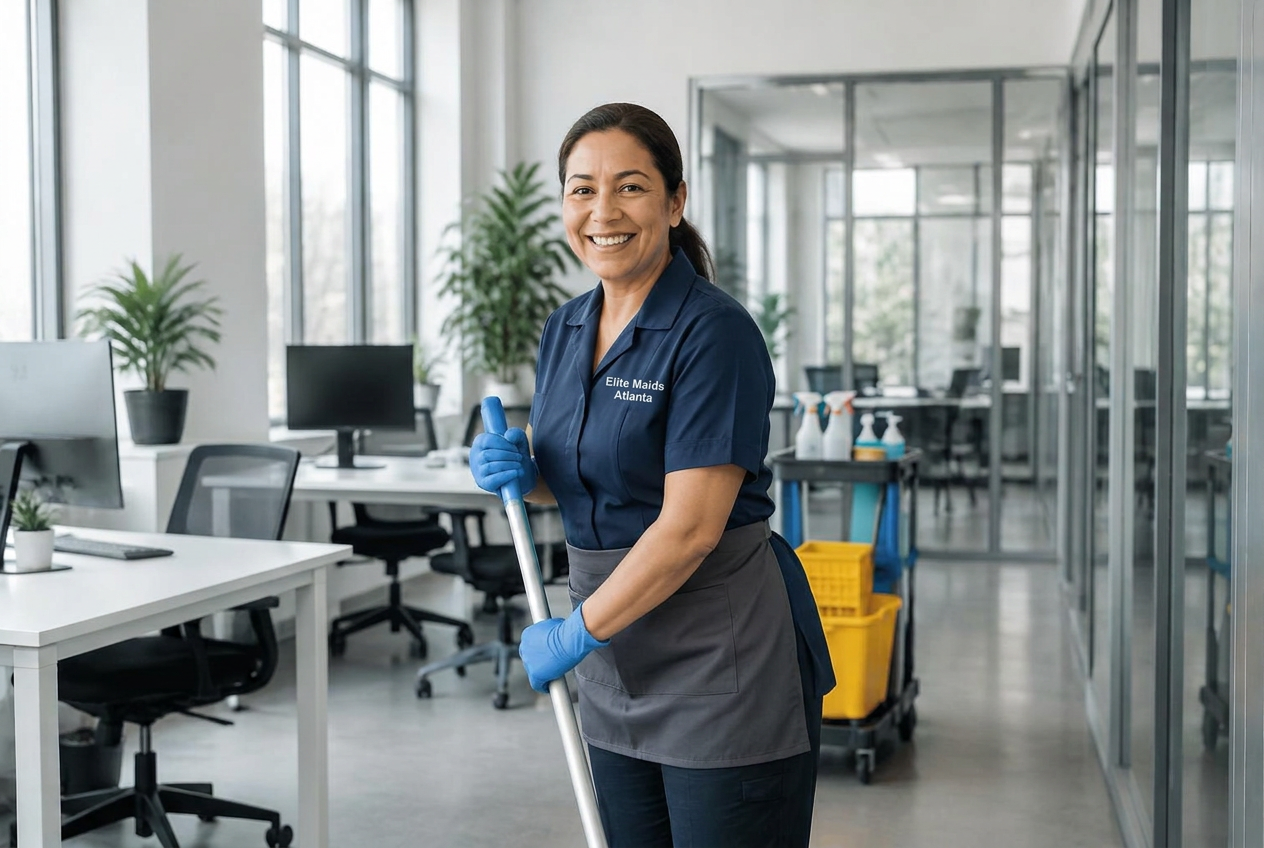 Diverse Elite Maids Atlanta team cleaning a modern home